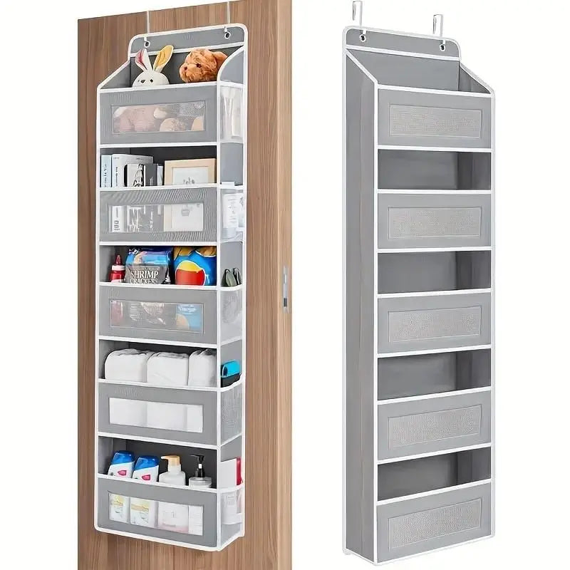 Over Door Hanging Organizer Storage, 5-Tier Closet & Pantry Organizer with 5 Deep Pockets, Heavy Duty Anti-Tilt Design, Holds up to 44 Lbs, No Drill Install for Bedroom, Bathroom, Nursery, Dorm & Small Space