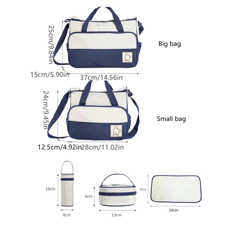 Parent Child Travel Mommy Bag Fashion Crossbody Bag Home Multifunctional Large Capacity Handbag Five Piece Diaper Bag Set
