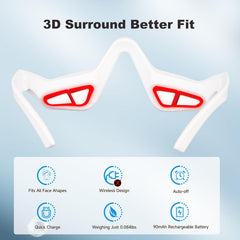 3D Wrap-Around Under-Eye Red Light Therapy Glasses, Adjustable Microcurrent Eye Massager for Dark Circles, Puffiness & Wrinkles, Rechargeable under Eyes Treatment for Women Eye Bags
