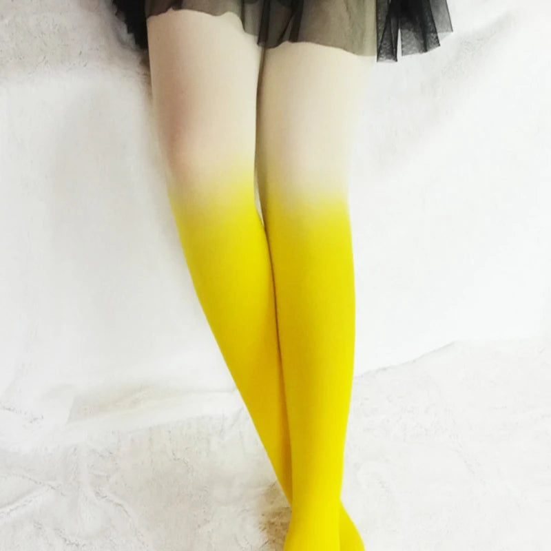 Harajuku Women'S 120D Velvet Tights Candy Color Gradient Opaque Seamless Stockings Tight Pantyhose Female Pantys Medias