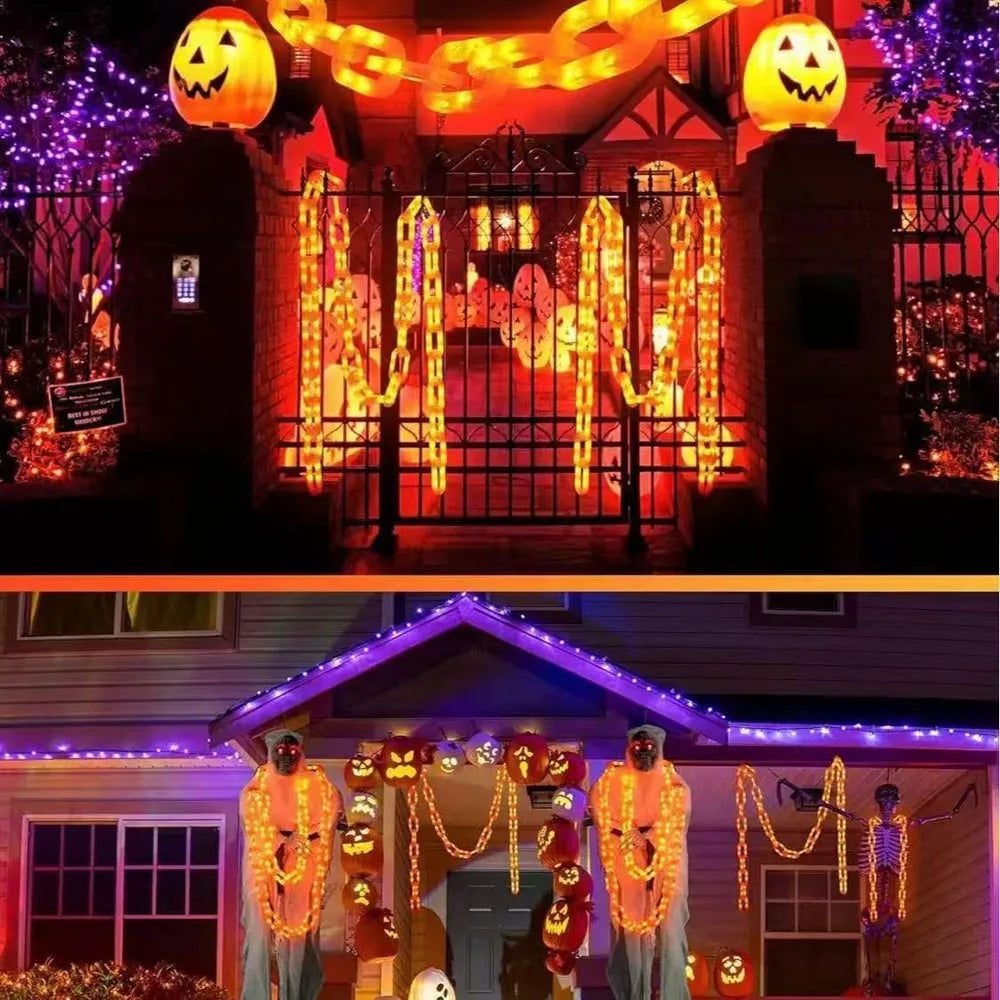 2M/3M Halloween LED Plastic Chain Lights – Spooky Hanging Chains with 8 Lighting Modes for Indoor & Outdoor Decorations