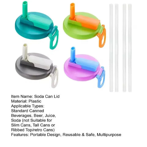 Travel Soda Lid Soda Lid Cover Reusable Silicone Soda Lids with Straws Bpa-Free Covers for Standard Beverage Cans for Picnics