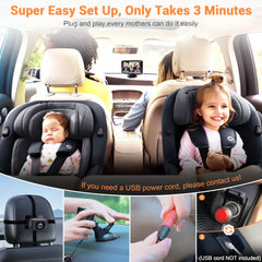 Rohent Baby Car Camera HD 1080P - Rear-Facing Infant Monitor with Night Vision Car Camera for Baby 150° Wide-Angle Lens Anti-Glare Screen Easy Install 360° Adjustable Display