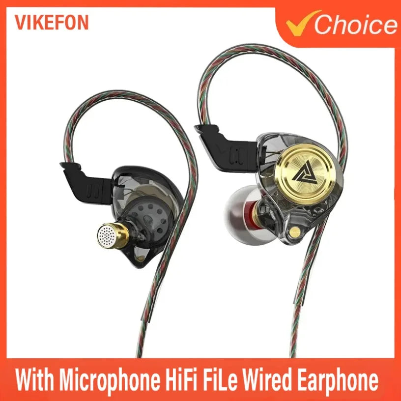 QKZ CK5 File Wired Earphone with Microphone Hifi Music Earphone Professional Gaming and Sports Noise Cancelling Headphones