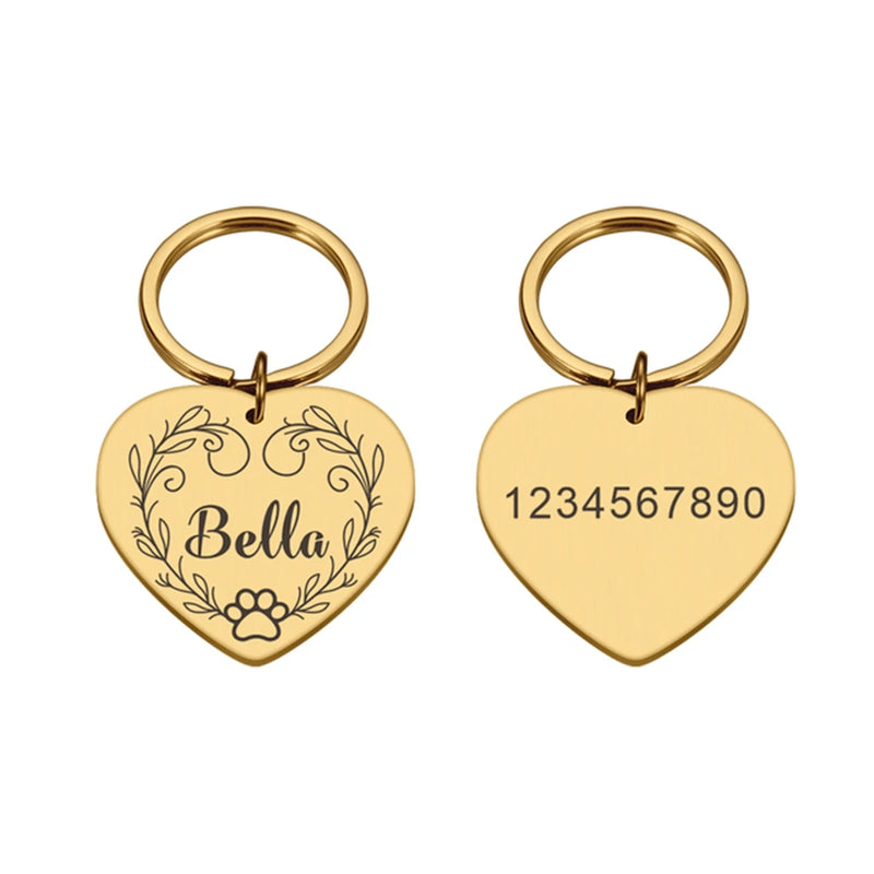 1 Pc Nice Dog Paw Prints and Vine Customized Text Cat Dog ID Tag Name with Cute Symbols Customized Pet Print Medal
