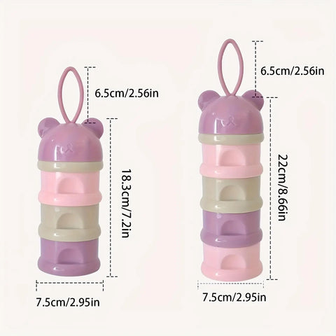 1Pc/2Pcs Cute Capacity Bear Baby Portable Travel Milk Powder Box, Colorful Stackable Food Storage Container for Outdoor Feeding, Ideal Newborn Gift