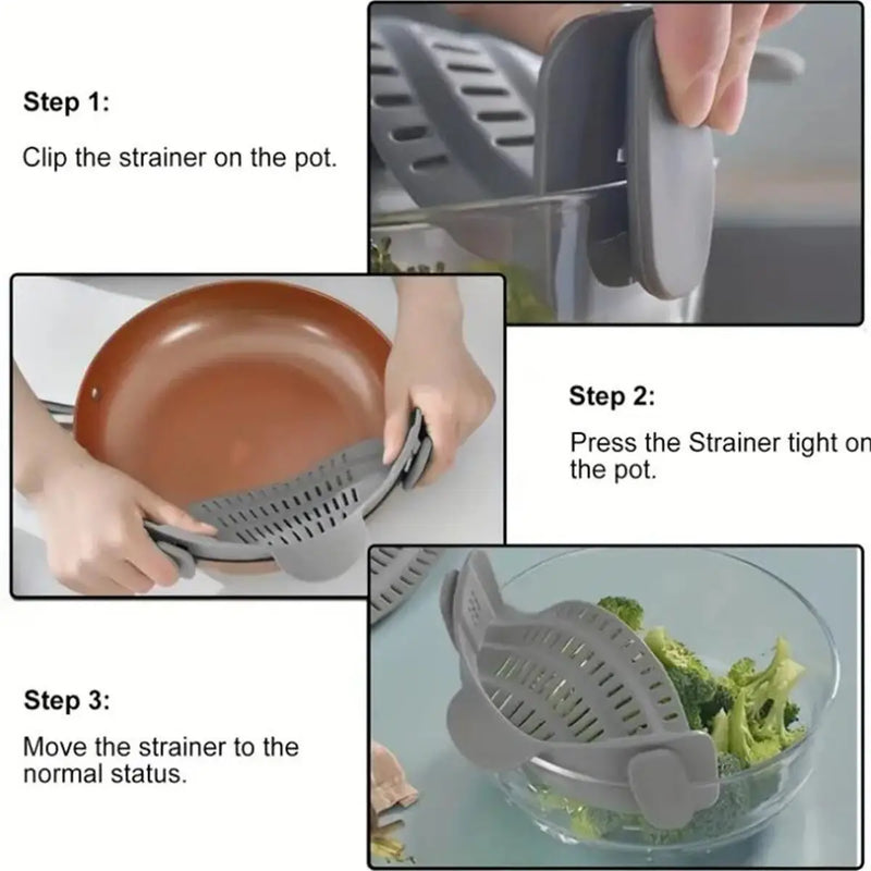 1Pc, Strainer, Pot Strainer, Adjustable Clip on Strainer for Pots Pans and Bowls, Kitchen Pot Strainer