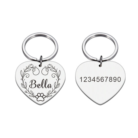 1 Pc Nice Dog Paw Prints and Vine Customized Text Cat Dog ID Tag Name with Cute Symbols Customized Pet Print Medal