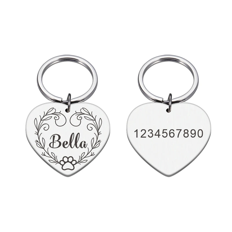 1 Pc Nice Dog Paw Prints and Vine Customized Text Cat Dog ID Tag Name with Cute Symbols Customized Pet Print Medal
