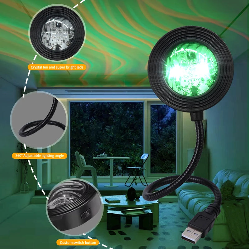 RGB Aurora Led Night Light with Remote Control Starry Sky Galaxy Projector USB 5V for Christmas Home Party Lighting Room Decor