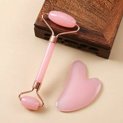 Non Jade Resin Double Roller Massager Heart Shape Facial Massager Gua Sha Tool Set Resin Material Lightweight Durable Double Roller Follows Face Curves Cute Heart Shape Practical Soothes Skin Helps Skincare Absorption Facial Tools