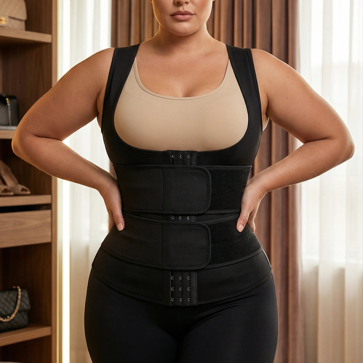 Women’S Thermal Training Vest with Adjustable Support – Secure Fit & Comfort for Gym, Running & Everyday Active Wear – Womenswear Postpartum Shapewear Black