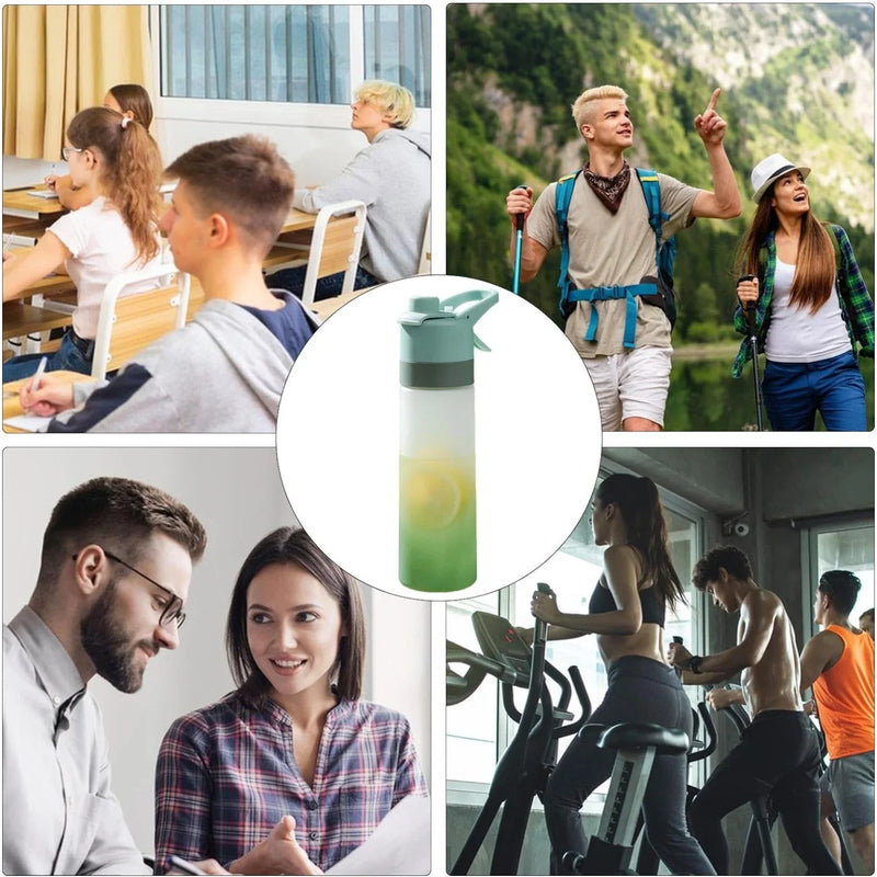 1-4PCS Large Capacity Spray Water Bottle with Straw Gradient Frosted Portable Outdoor Sports Travel Mist Sprayer Reusable Cup