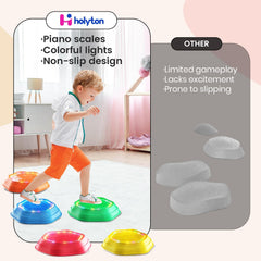 Light-Up Musical Stepping Stones for Kids, 5-Piece Set, Non-Slip Sensory Balance Stones for Toddlers, Indoor & Outdoor Play, Perfect for Ages 3+