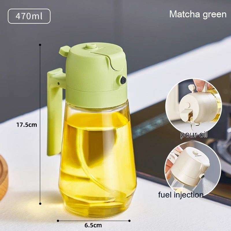 470ML Olive Oil Sprayer Dispenser for Cooking BBQ 2 in 1 Glass Oil Vinegar Soy Sauce Spray Kitchen Oil Bottle for Air Fryer