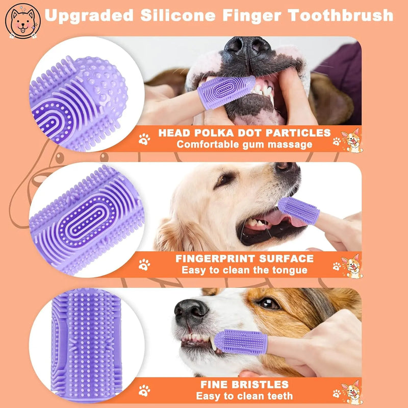 4-Packs Dog Toothbrush Finger Toothbrush Dogs Tooth Brushing Kit Dogs Finger Toothbrushes for Dog Teeth Cleaning& Dental Care Doges Tooth Brush Pet Toothbrush