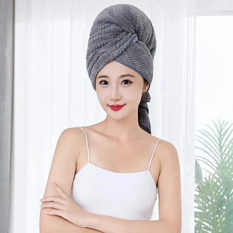 Super Absorbent Elastic Band Head Towel for Women'S Hair Drying - Extra Large Microfiber Hair Towel Wrap with Headband