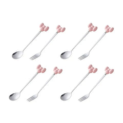 304 Stainless Steel Bowknot Cutlery Set, Creative Cute Fruit Fork, Coffee Spoon, Dessert Cake Fork and Spoon, Elegant Dining Essentials
