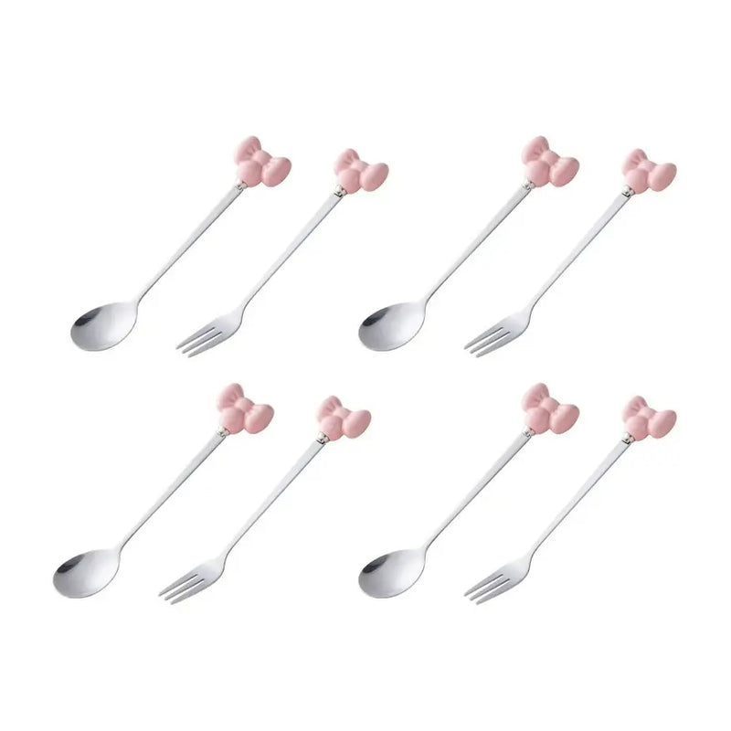 304 Stainless Steel Bowknot Cutlery Set, Creative Cute Fruit Fork, Coffee Spoon, Dessert Cake Fork and Spoon, Elegant Dining Essentials