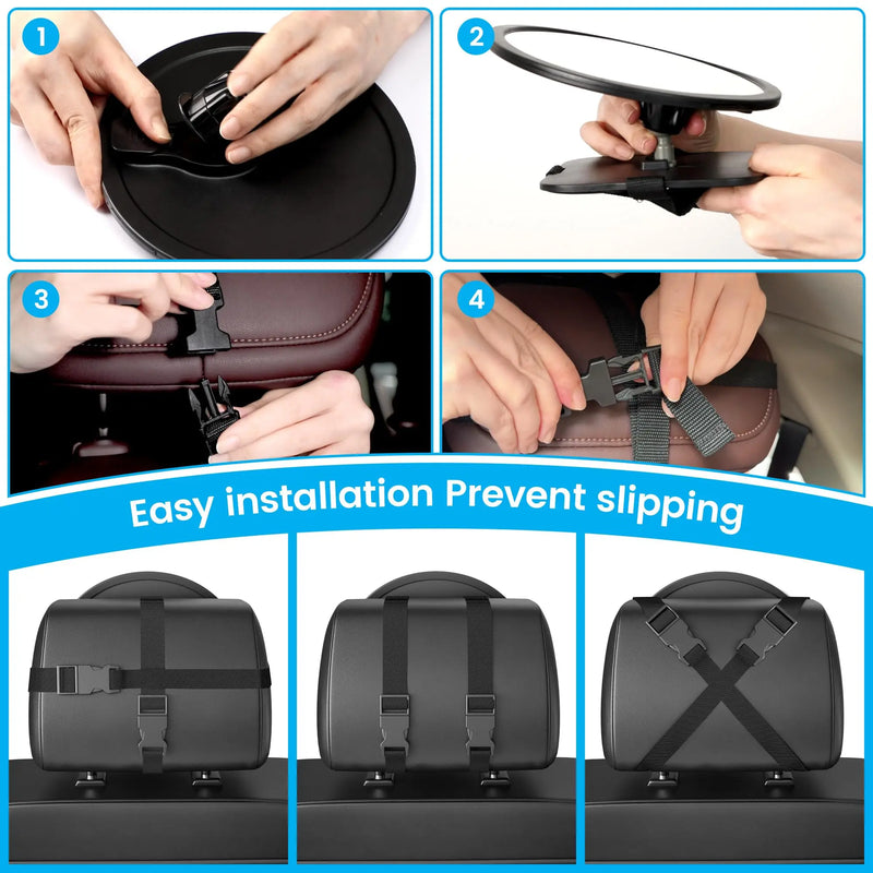 Baby Car Mirror for Rear Facing Infant - Shatterproof Acrylic, 360° Rotation, Clear Wide View, Easy Install, Secure & Steady, 8.5 X 7 X 2.4 Inches