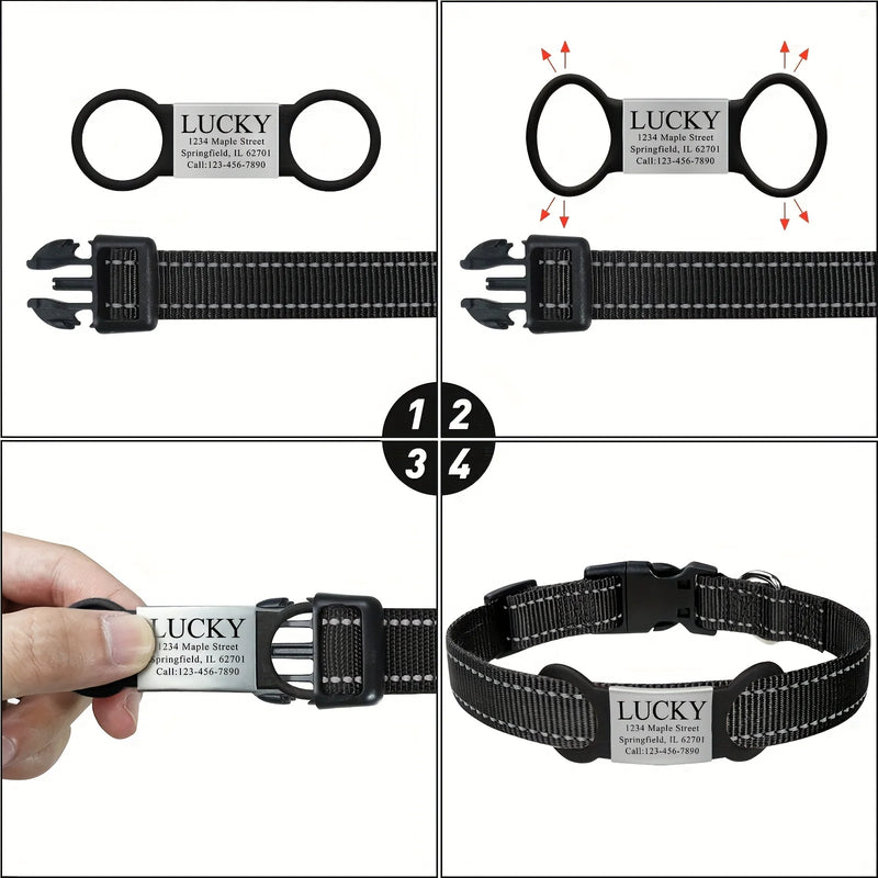 Customized Stainless Steel Engraved Nameplate for Pet Identification Cat and Dog ID Tag Installed on Collar with Name and Phone