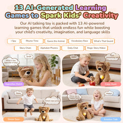 MOREXIMI AI Talking Teddy Bear – Chatgpt Powered Interactive Plush Toy with Magnetic Safety Core, Real-Time Voice Learning & Storytelling Companion for Kids Ages 3+