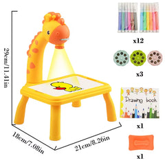Kids Painting Board Toys Children LED Projector Art Painting Table Desk Arts Toy Educational Learning Paint Tool Toy for Girl