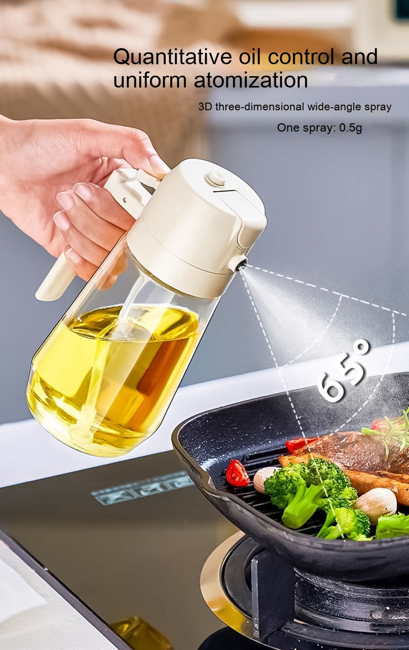 470ML Olive Oil Sprayer Dispenser for Cooking BBQ 2 in 1 Glass Oil Vinegar Soy Sauce Spray Kitchen Oil Bottle for Air Fryer