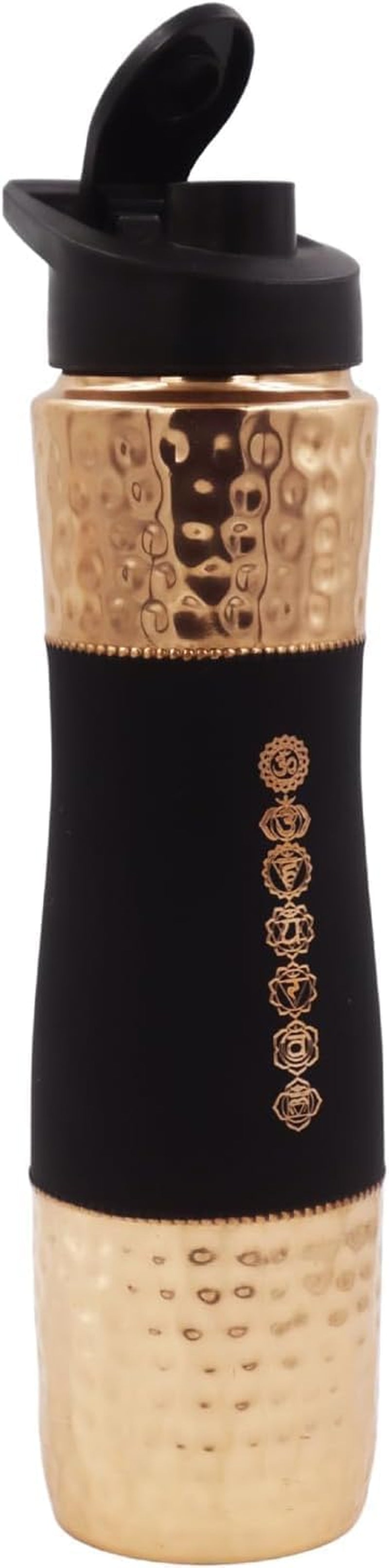 Pure Copper Water Bottle with Sipper, 1000 Ml Capacity for Ayurveda Health Benefits - 7 Chakras Engraved