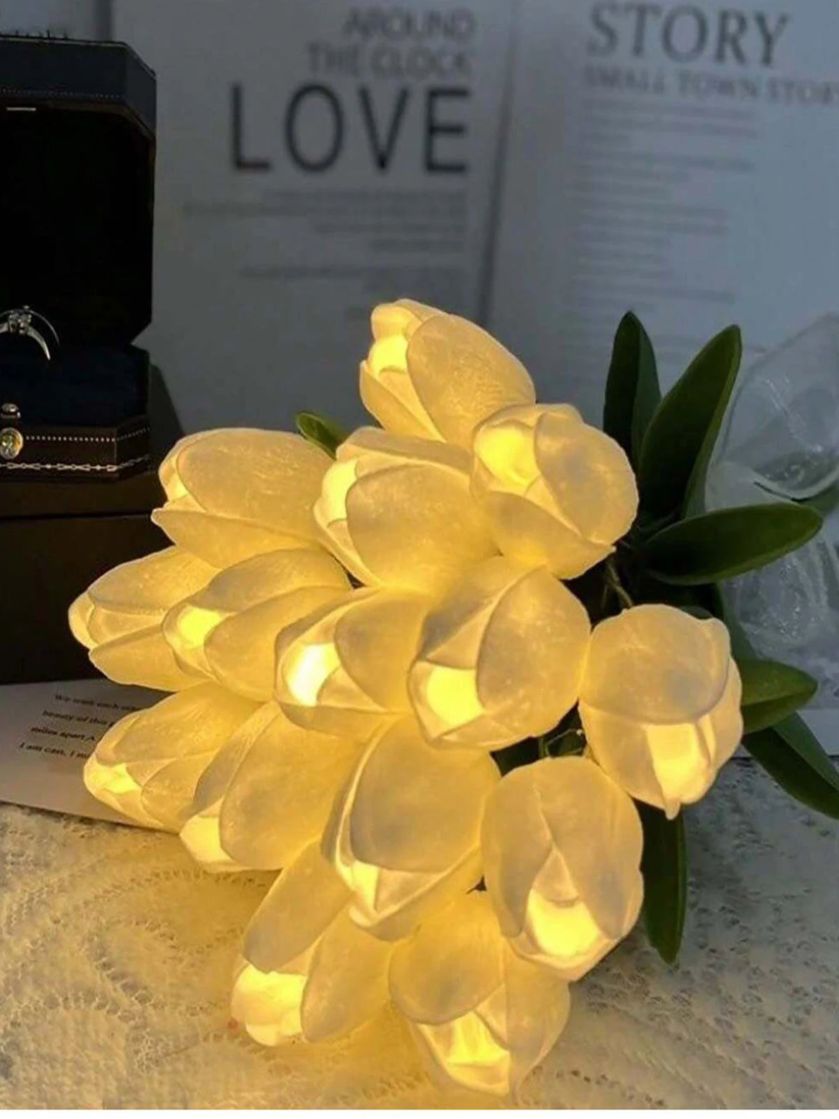 5/10Pcs LED Tulips Bouquet Night Light for Home Garden Artificial Flowers PU Tulip Fake Flower Decoration Wedding Birthday Gift