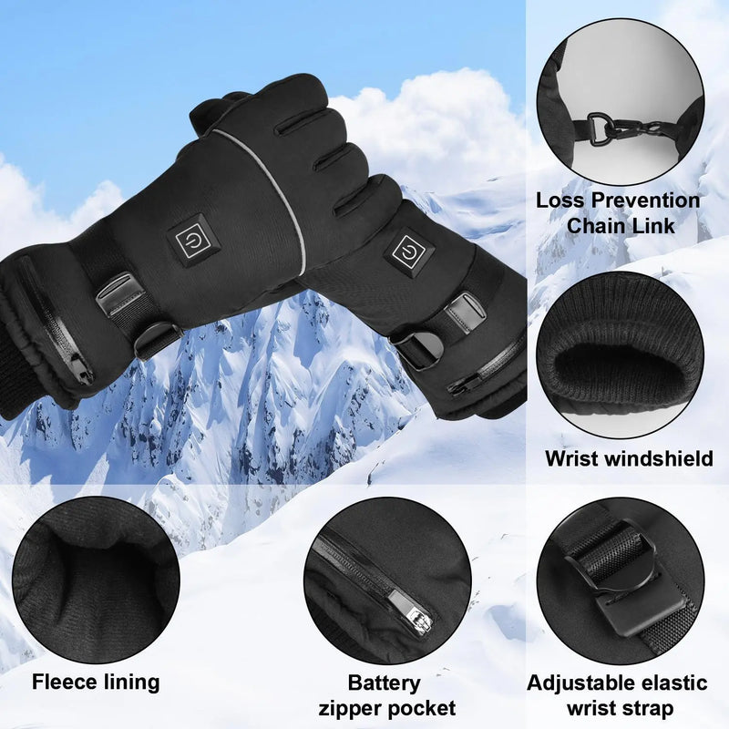 Heated Gloves,Battery Box Hand Warm Windproof Thermal Winter for Cycling Motorcycle Driving Skiing Outdoor Winter Sport (No Battery)
