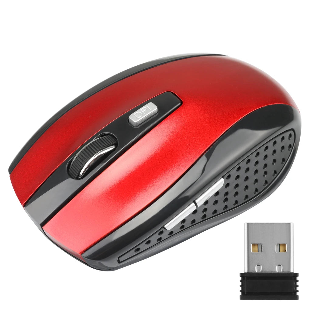 Computer Wireless Optical Mouse Fast Speed 6 Buttons Gaming Mice 800/1200/1600DPI Desktop PC Portable Matte Black