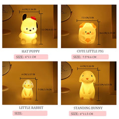 Silica Gel Night Light Bedroom Decor Lights Button Battery Powered Moonlight Cartoon Animal Lamps Children Gift Decorative Lamp
