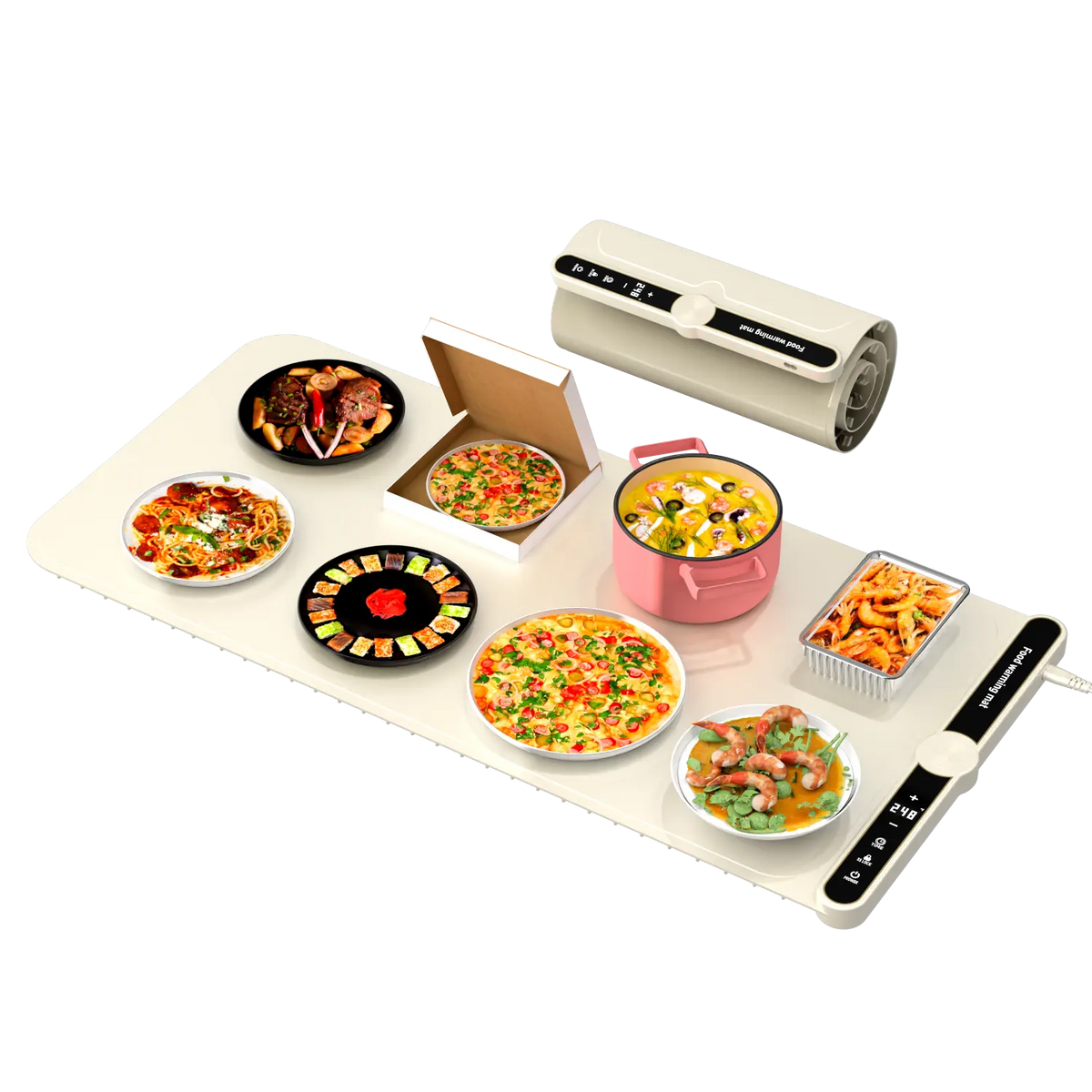 Upgrated Food Warming Mat,Foldable Electric Warming Tray, Adjustable Max Temperature 212°F,Warming Tray for Buffets Party ,Full Surface Heating for Tableware and Coasters,Premium Silicone Nano-Material,Thanksgiving,Christmas Adjustable Electric