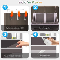Over the Door Organizer Closet,5 Bins 10 Side Pockets,Hanging Door Organizer,Anti Tilt 44 Lbs Load Door Organizers and Storage with Clear Window for Bedroom,Nursery,Rv,Bathroom,Camper(Light Grey)
