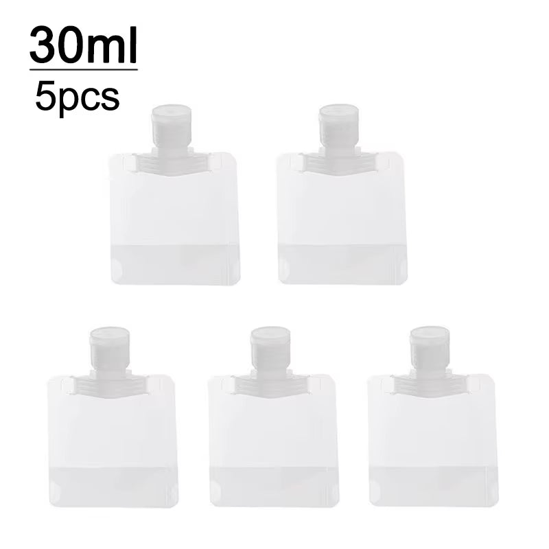 New 5Pcs 30Ml/50Ml/100Ml Refillable Travel Boats Empty Cosmetic Container Travel Bottles Liquid Cosmetic Storage Pouches FZP02