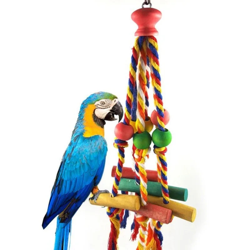 Random Colors Bird Accessories Wood Chewing Toy Birds Rope Parrot Toys Cage Resistant Small Large Bird Toy Parrots Training