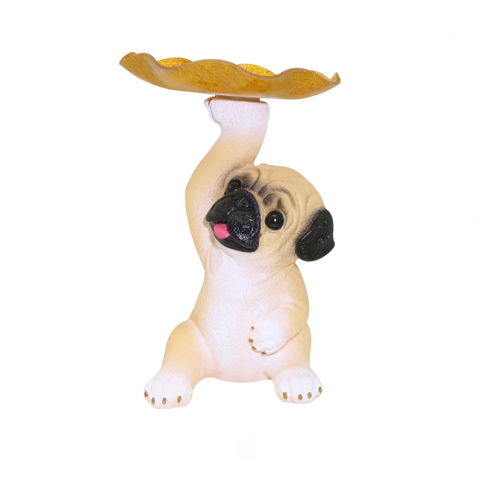 Cute Pug Dog Ornaments Resin Crafts Decorative Pug Dog Statue Versatile Pug Dog Widget Plate Living Room Hallway Home Decoration