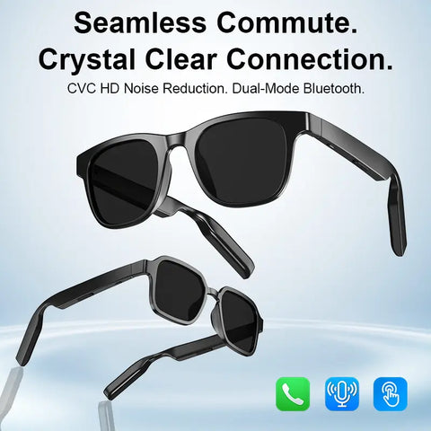 AI Translation Smart Glasses, 160 Languages, Bluetooth Audio, Built-In Speakers & Mic, Hands-Free Calling, HD Voice, Music, Color-Changing Lenses, Ideal for Travel, Riding & Driving Wearable