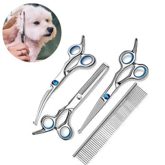 Stainless Steel Pet Grooming Scissors Set with Safety round Tip - Professional Shears for Dogs & Cats