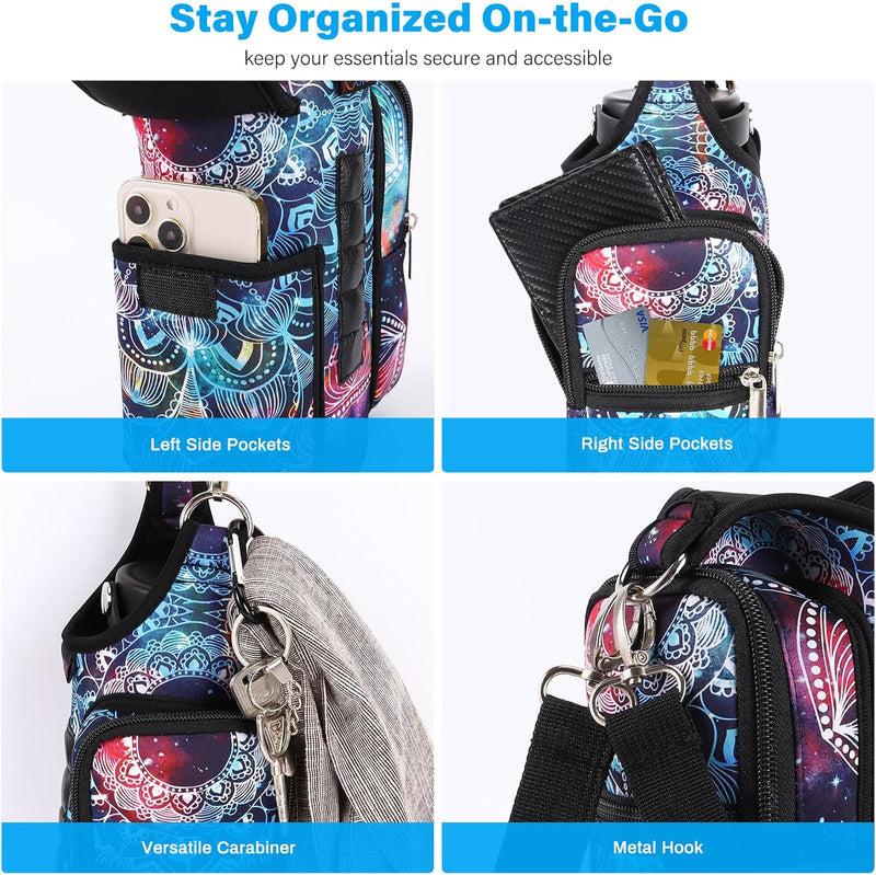 Magnetic Gym Water Bottle Bag with Phone Pocket & Adjustable Strap