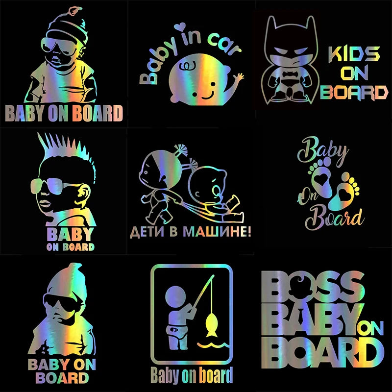Car Stickers Kids Baby on Board Decals 3D Vinyl Sticker on Car Reflective Motorcycle Decal Car Styling