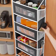Over Door Hanging Organizer Storage, 5-Tier Closet & Pantry Organizer with 5 Deep Pockets, Heavy Duty Anti-Tilt Design, Holds up to 44 Lbs, No Drill Install for Bedroom, Bathroom, Nursery, Dorm & Small Space