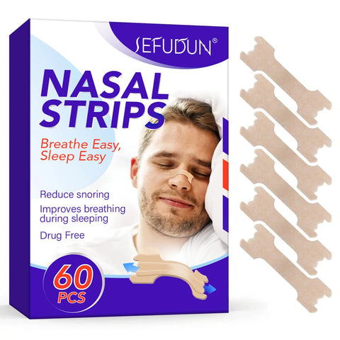 Nasal Care Tools, 60Pcs Nose Strips for Breathing, Drug-Free, Nasal Strips for Snoring Relief, Nasal Congestion Relief Due to Colds & Allergies