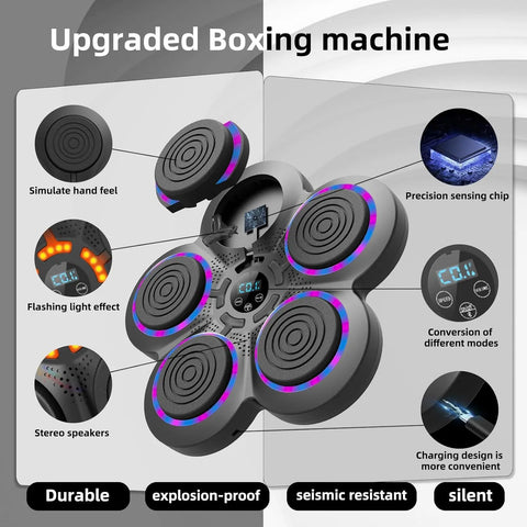 Music Boxing Machine with Boxing Gloves, Smart Bluetooth Boxing Trainer, Boxing Wall Mount Machine for Adults Kids, Electronic Boxing Target Fitness for Home Office Gym
