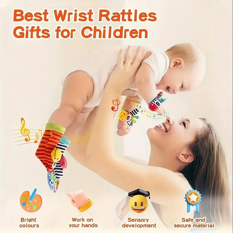 2/4 Counts Interactive Sensory Baby Toys with Sound, Cute Plush Toys and Infant Rattles, Perfect Gifts for Halloween, Christmas and Thanksgiving