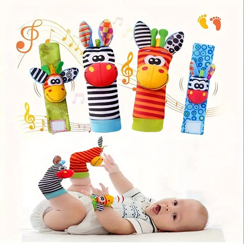 2/4 Counts Interactive Sensory Baby Toys with Sound, Cute Plush Toys and Infant Rattles, Perfect Gifts for Halloween, Christmas and Thanksgiving