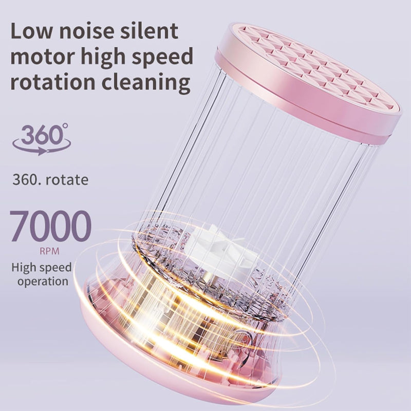 Upgrade Electric Makeup Brush Cleaner Machine – Makeup Brush Clean and Dry Makeup Brushes Tools,Sponges Automatically-Make up Dryer,Washer Holder Combined(Pink)-Perfect for Home & Professional Use