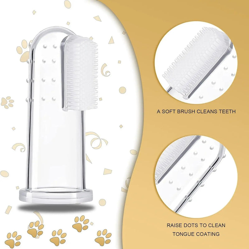 Dog Finger Toothbrush Set, 5 Counts/Set Finger Toothbrush with Silicone Bristles & 16 round Particles, Pet Oral Care Tool for All Pets