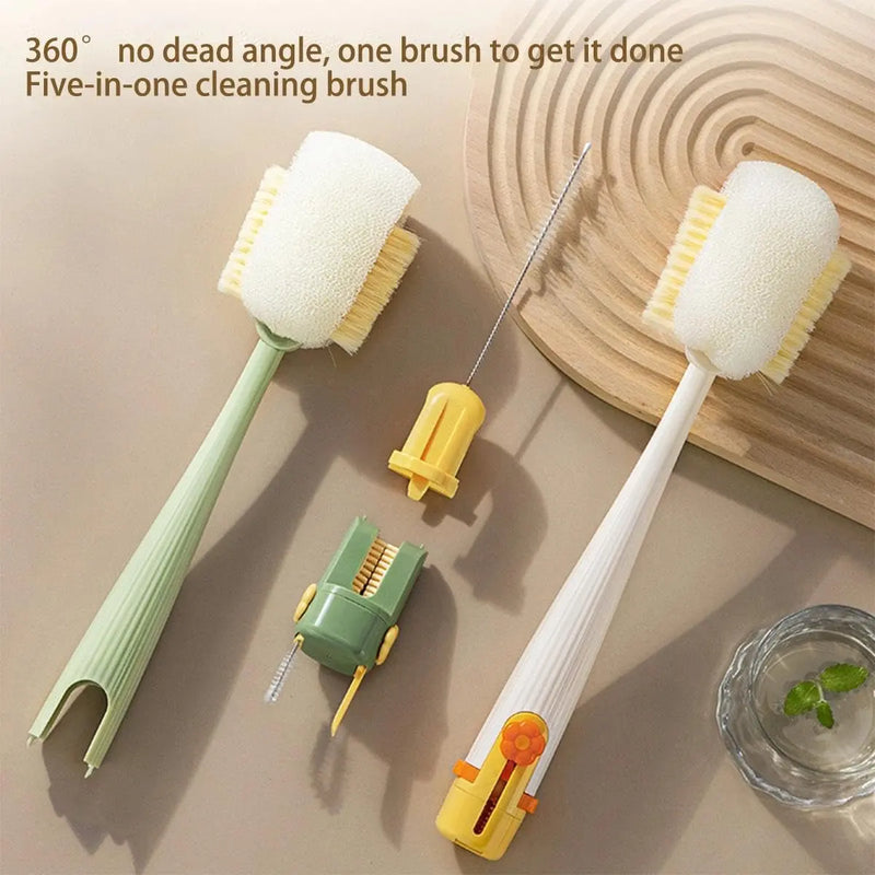 New 5-In-1 Cup Washing Household Multi-Function Cup Brush Water Cup Insulation Cup Brush Bottle Cleaning Sponge Brush